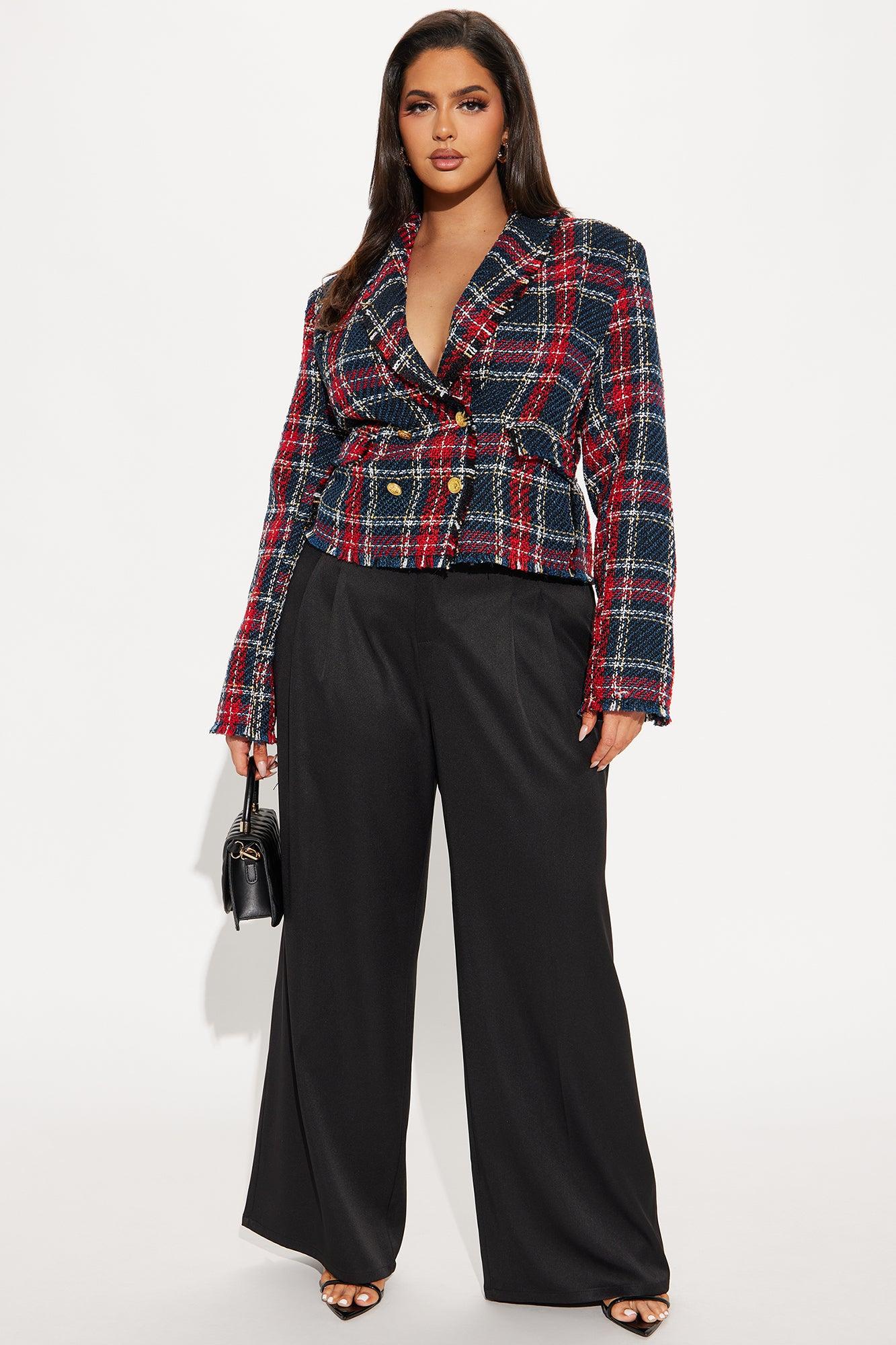 About Her Business Tweed Blazer - Navy/combo Product Image