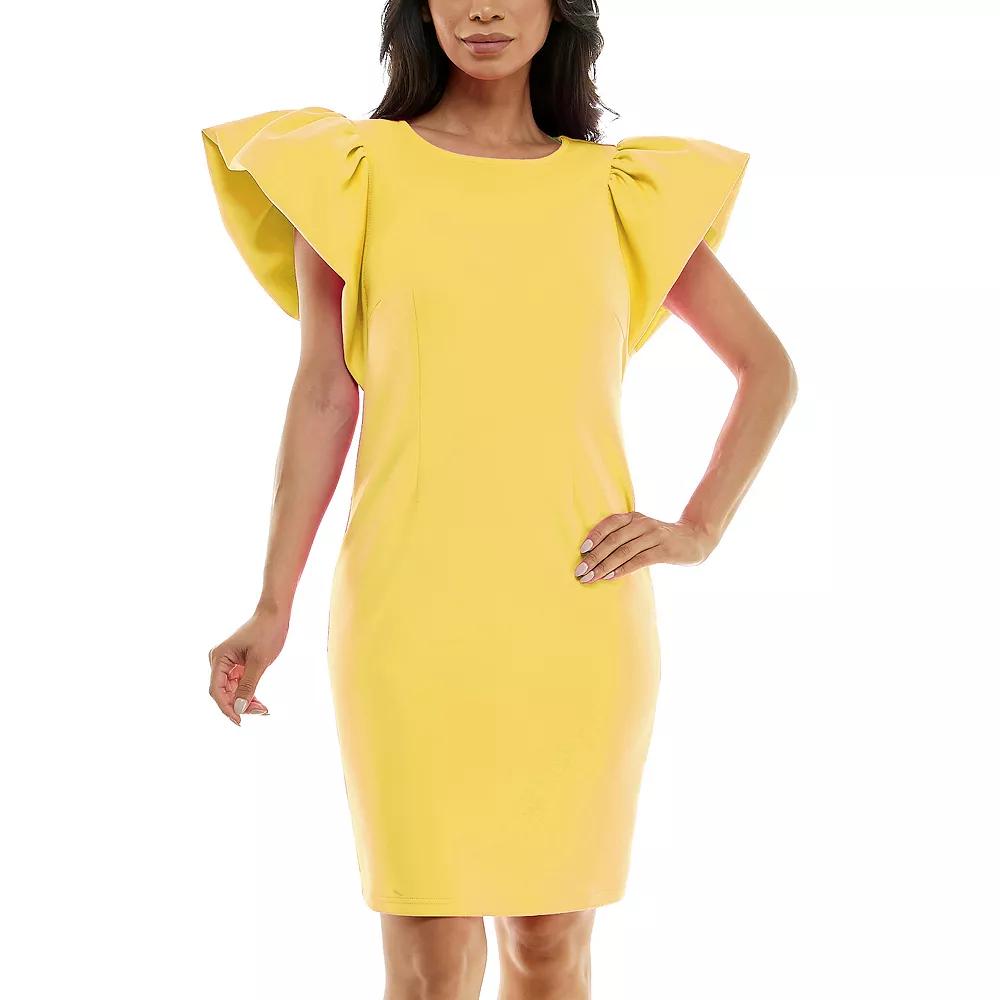 Women's Nina Leonard Ruffle Shoulder Sheath Mini Dress,  Product Image