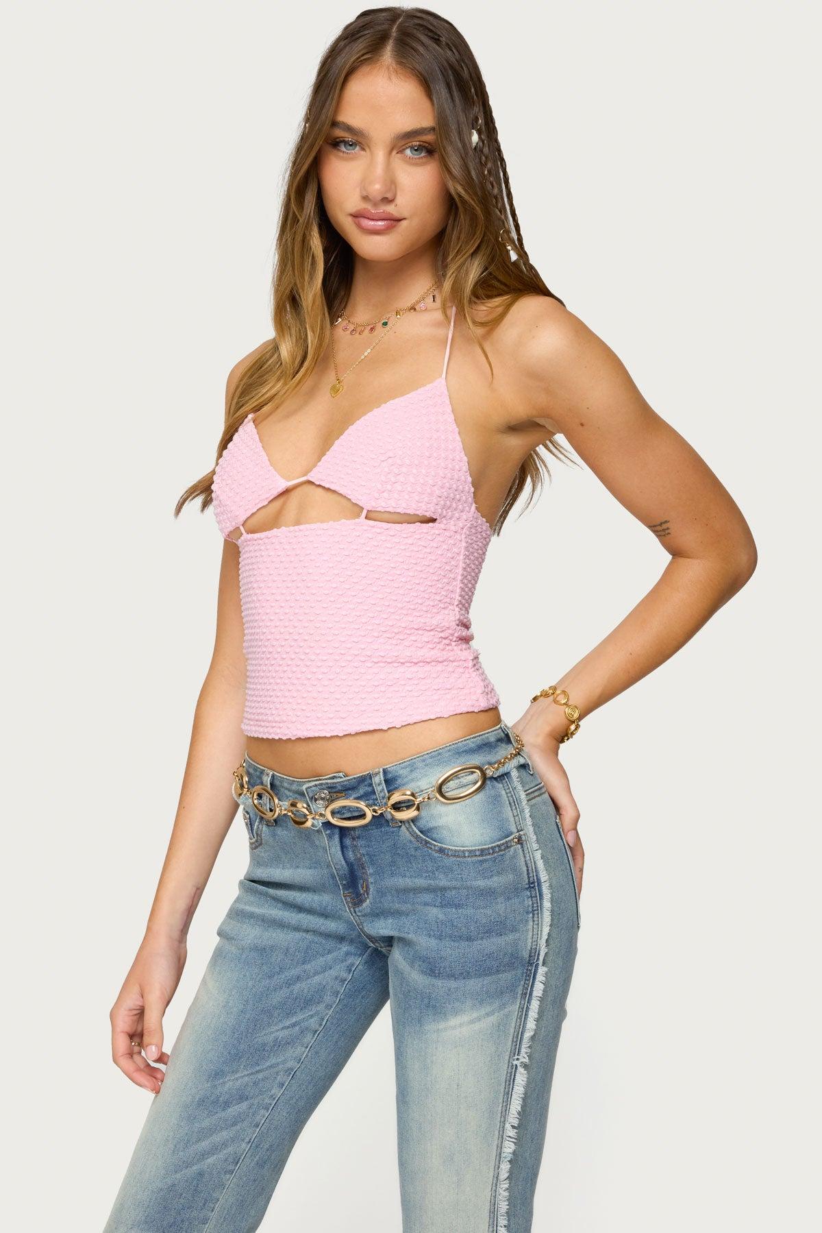 Lital Backless Cut Out Textured Top Product Image
