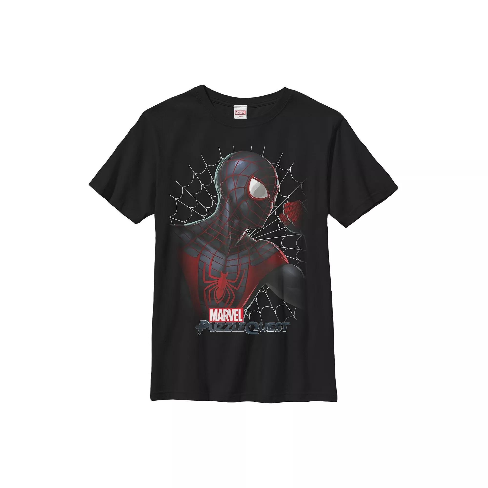 Men's Marvel Puzzle Quest Spider-Man Short Sleeve Graphic Tee,  Product Image