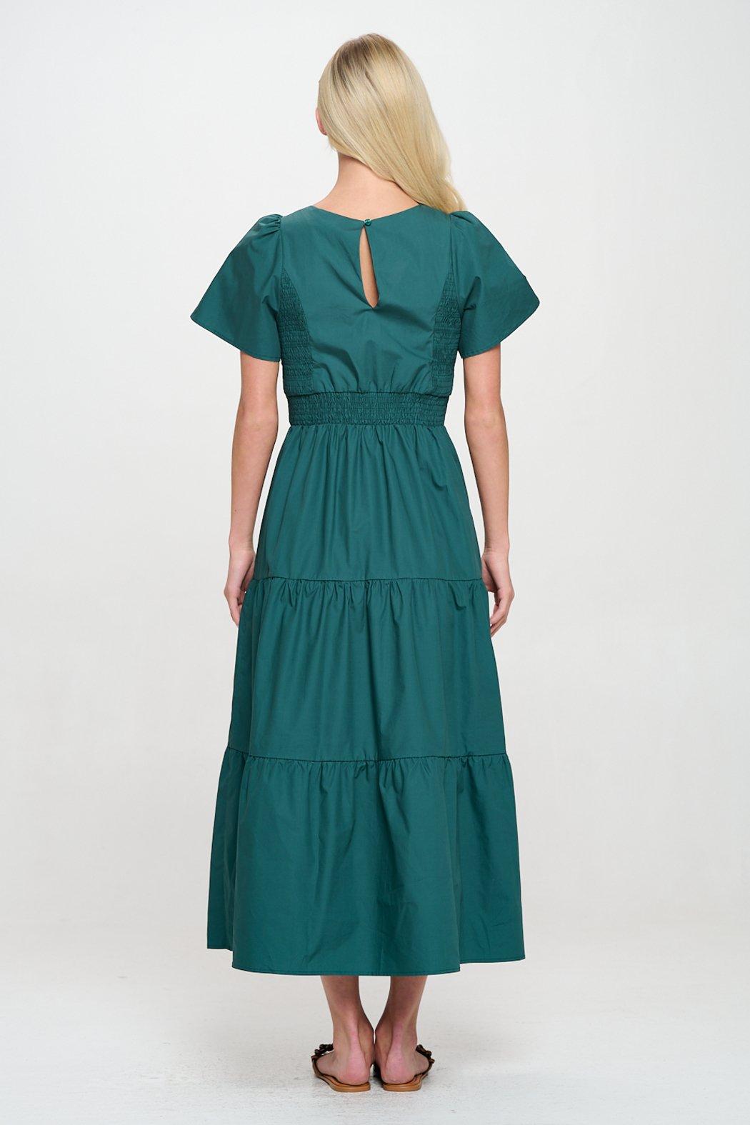 Hunter Green Poplin Maxi Dress Product Image