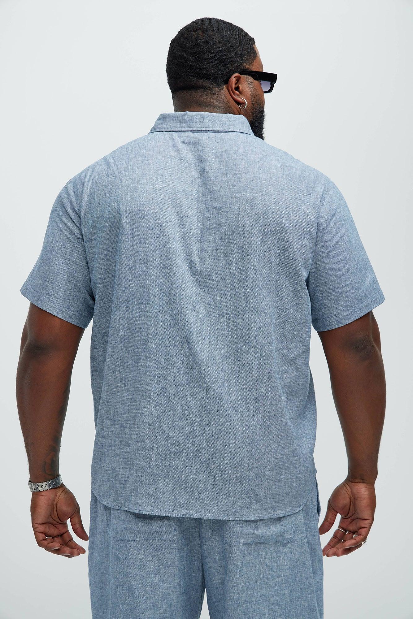 Bahamas Linen Classic Button Up Shirt - Blue Product Image