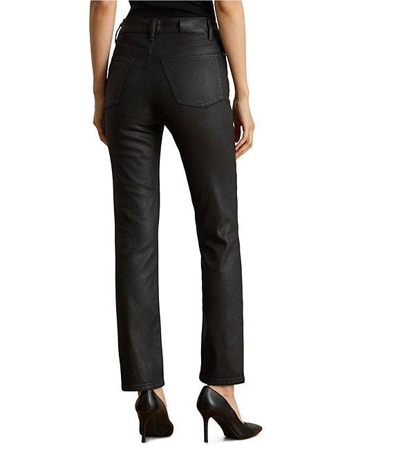 Lauren Ralph Lauren Petite Size Coated High-Rise Straight Ankle Jeans Product Image