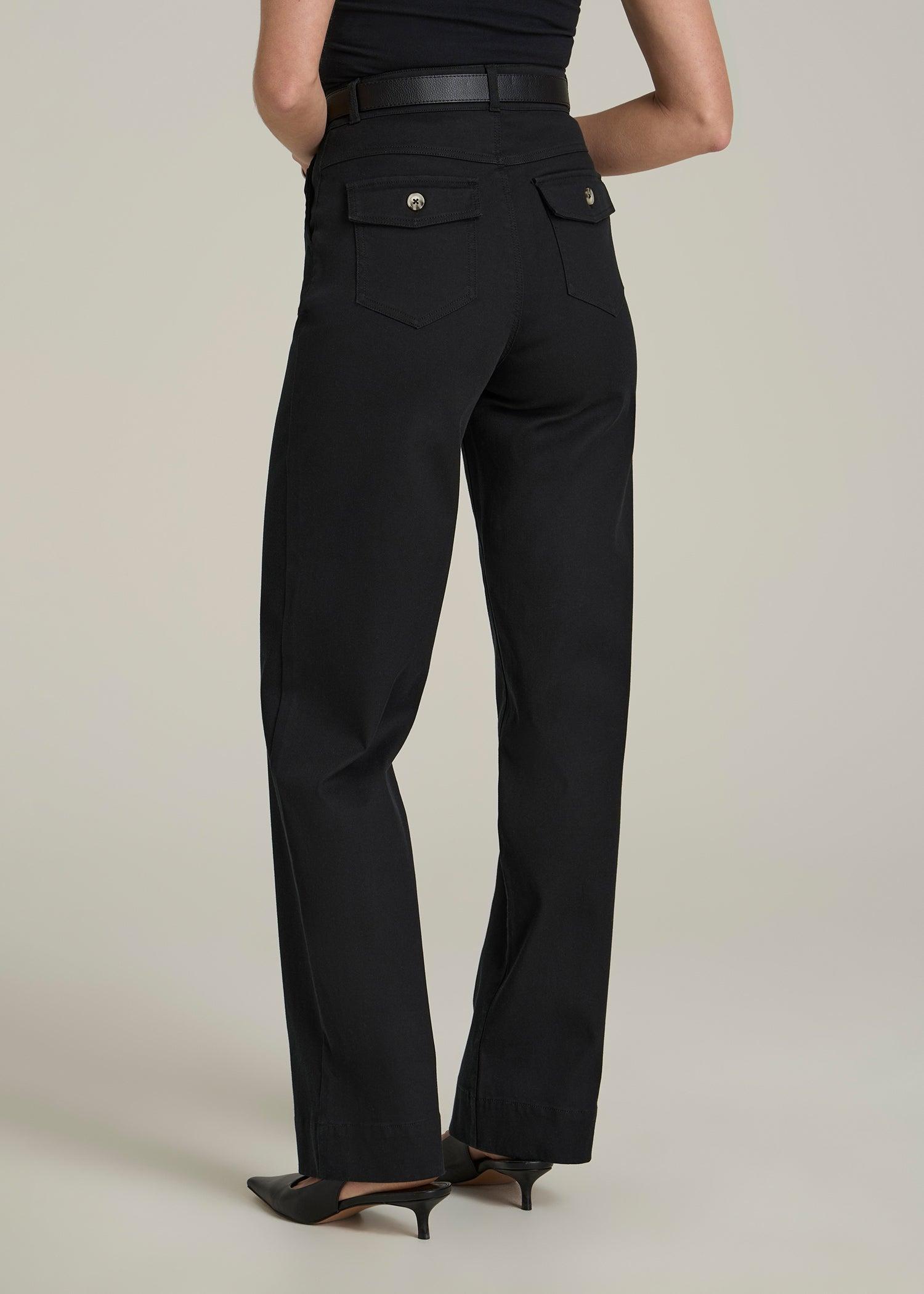 Stretch Twill Wide Leg Pant for Tall Women in Black Female Product Image