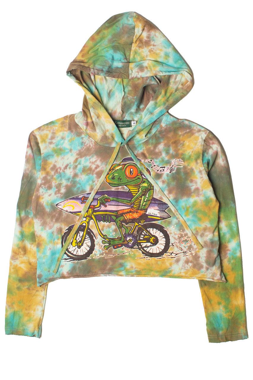 Cool Lizard Dude Tie Dye Cropped Hoodie Product Image