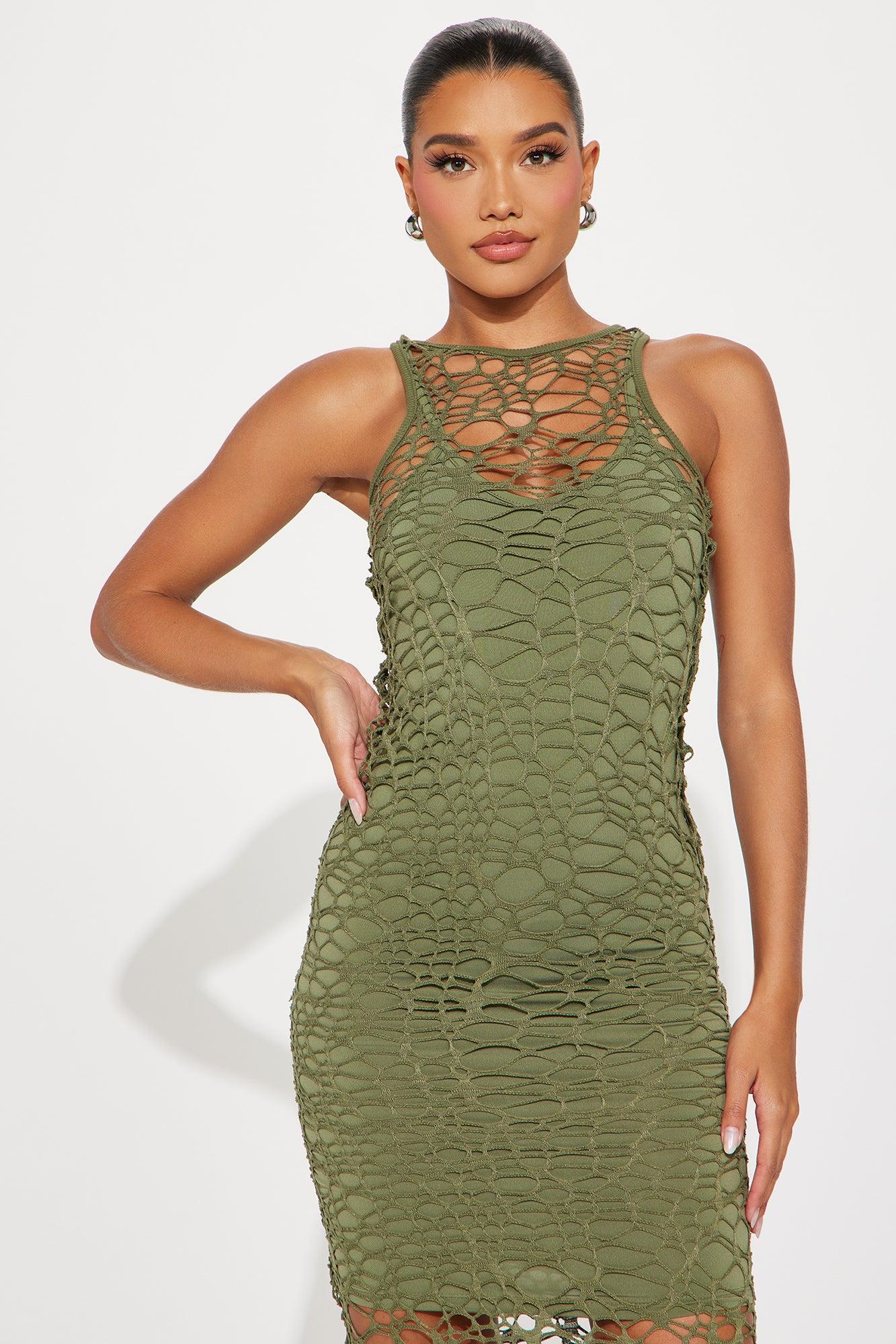 Callie Crochet Maxi Dress - Olive Product Image