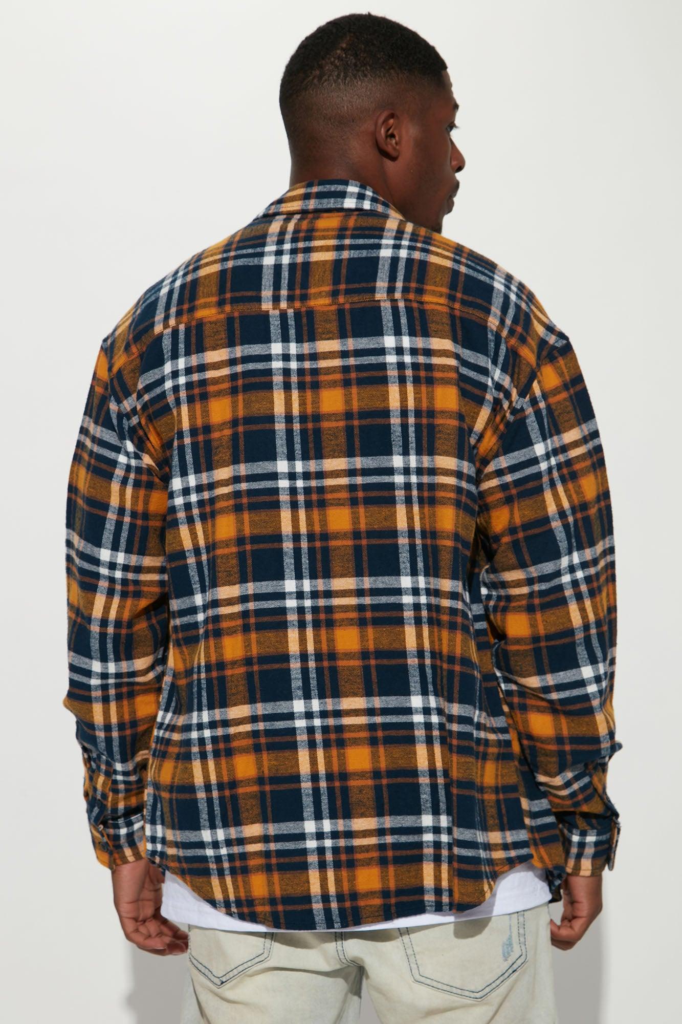 September Long Sleeve Zipper Flannel Shirt - Yellow/combo Product Image