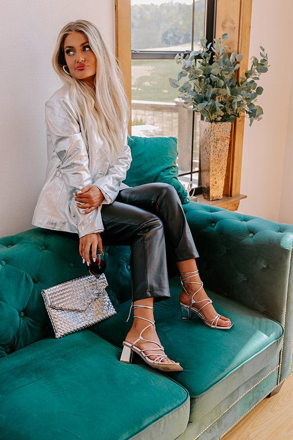 The Catalina Metallic Lace Up Heel In Silver Product Image