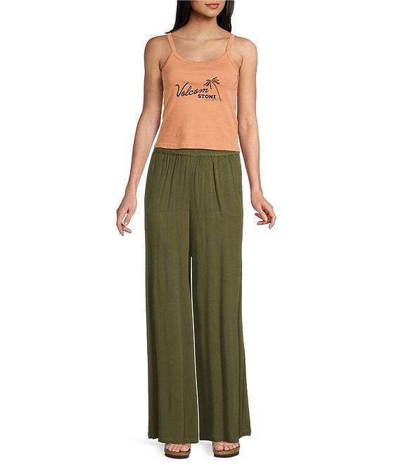 Volcom Stoneshine Junkie Crinkled Gauze Palazzo Wide Leg Pants Product Image