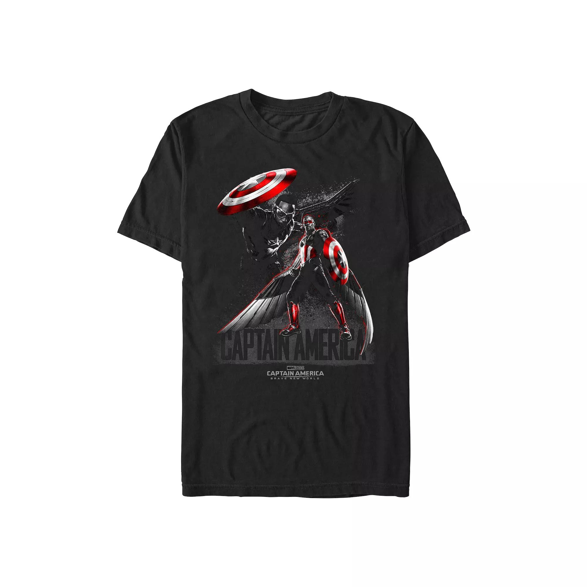 Men's Marvel Captain America Brave New World Wingsuit And Shield Poster Graphic Tee,  Product Image