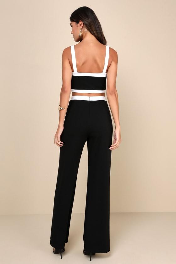 Set for Perfection Black Color Block Two-Piece Jumpsuit Product Image