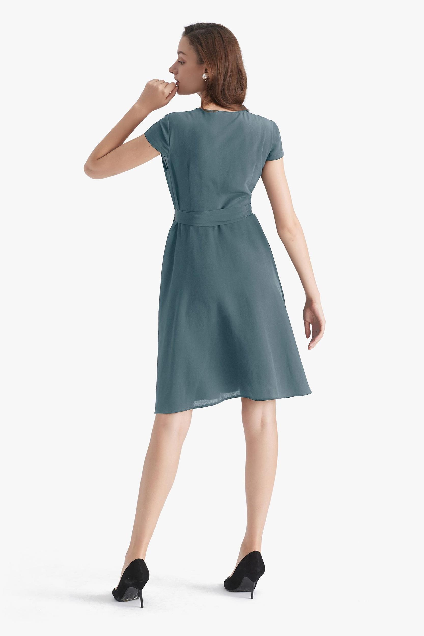 Figure Flattering Silk Wrap Dress Product Image