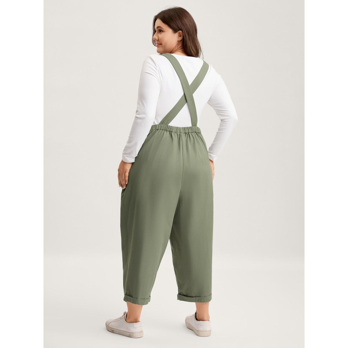 Plus Size Denimsage Pure Cotton Cuffed Hem Stretchy Waist Jumpsuit Women Leisure Sleeveless Non Casual Loose Jumpsuits BloomChic 28/5X Product Image