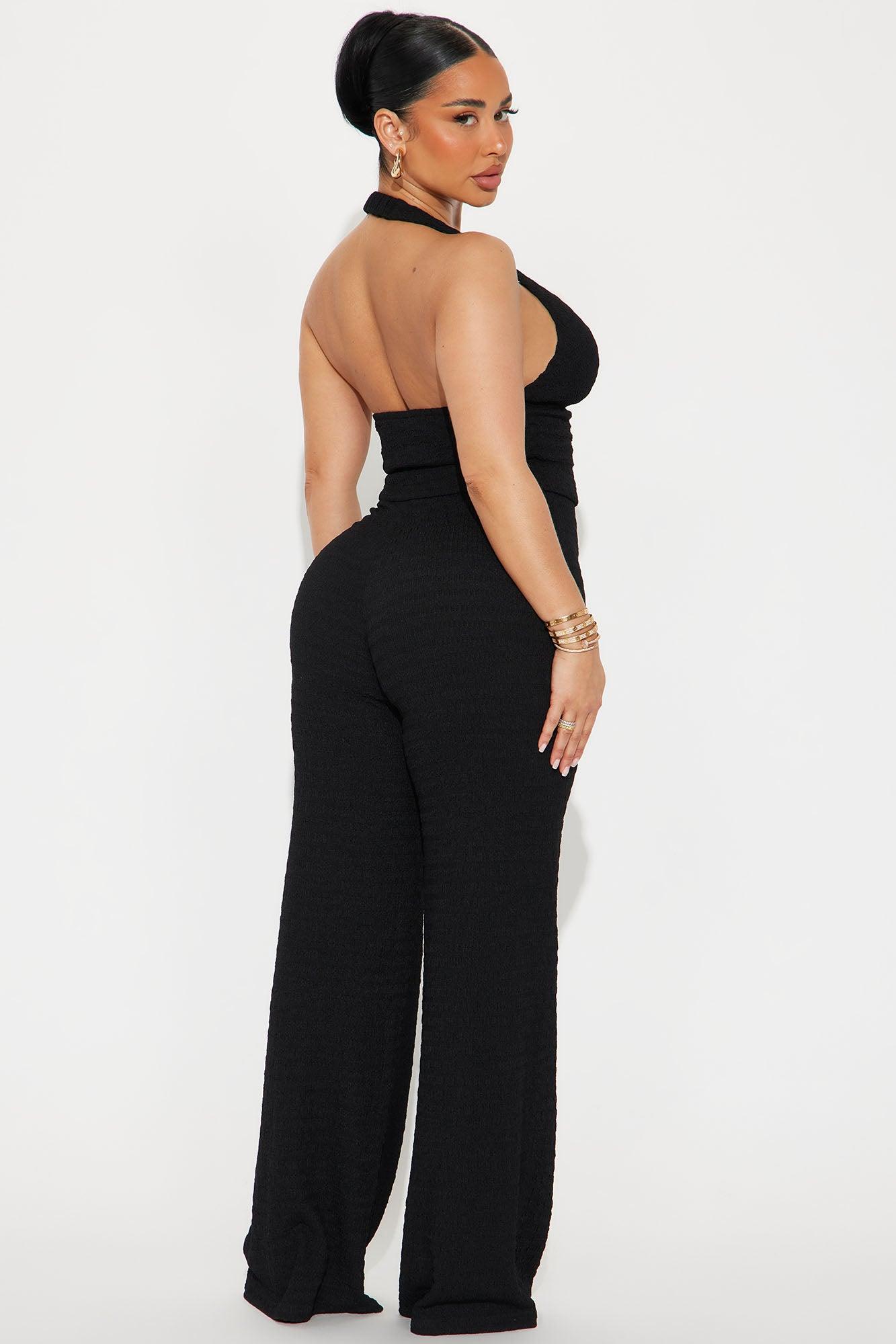 Lulu Halter Top Pant Set - Black Product Image