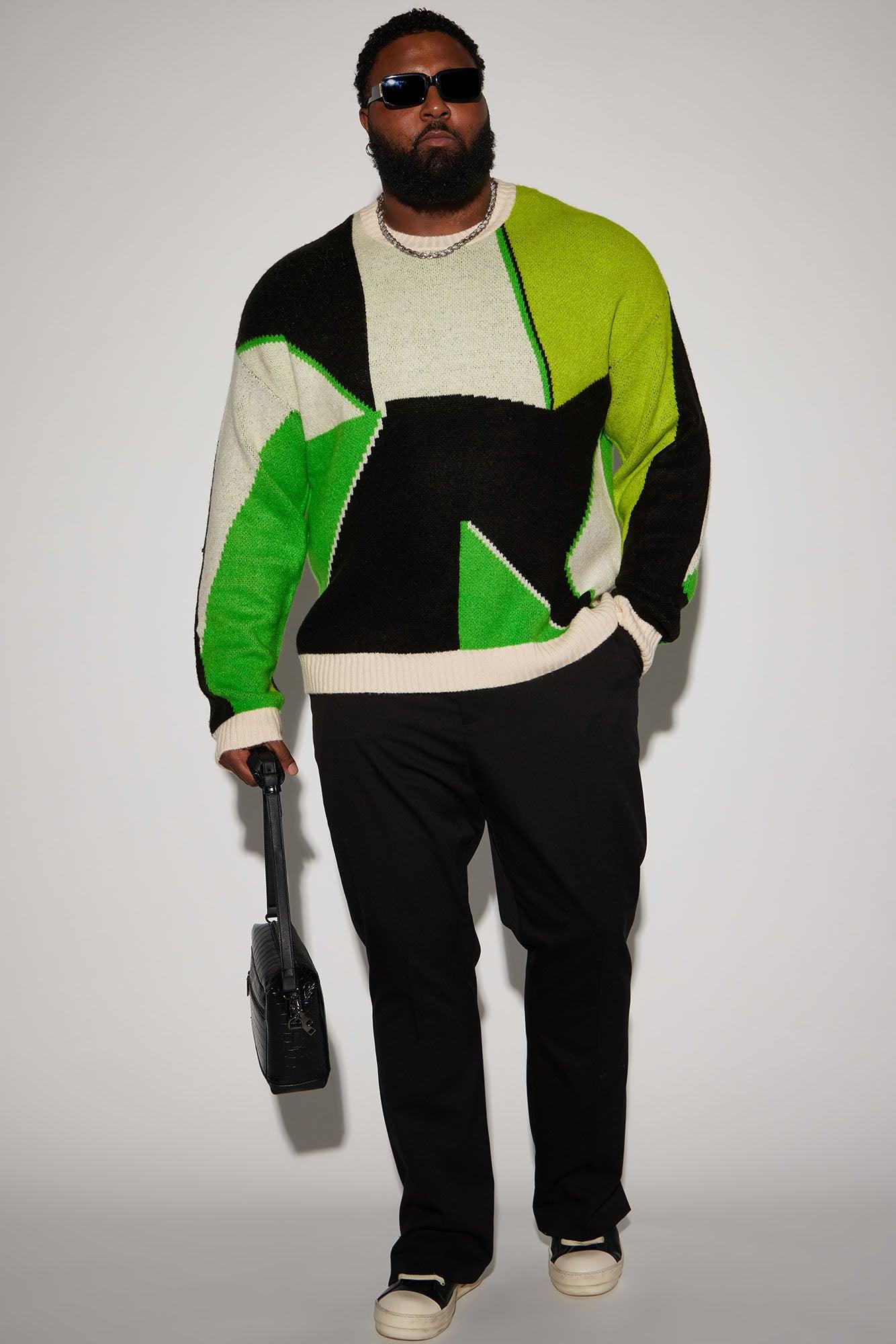Worth It Crewneck Sweater - Green/combo Male Product Image