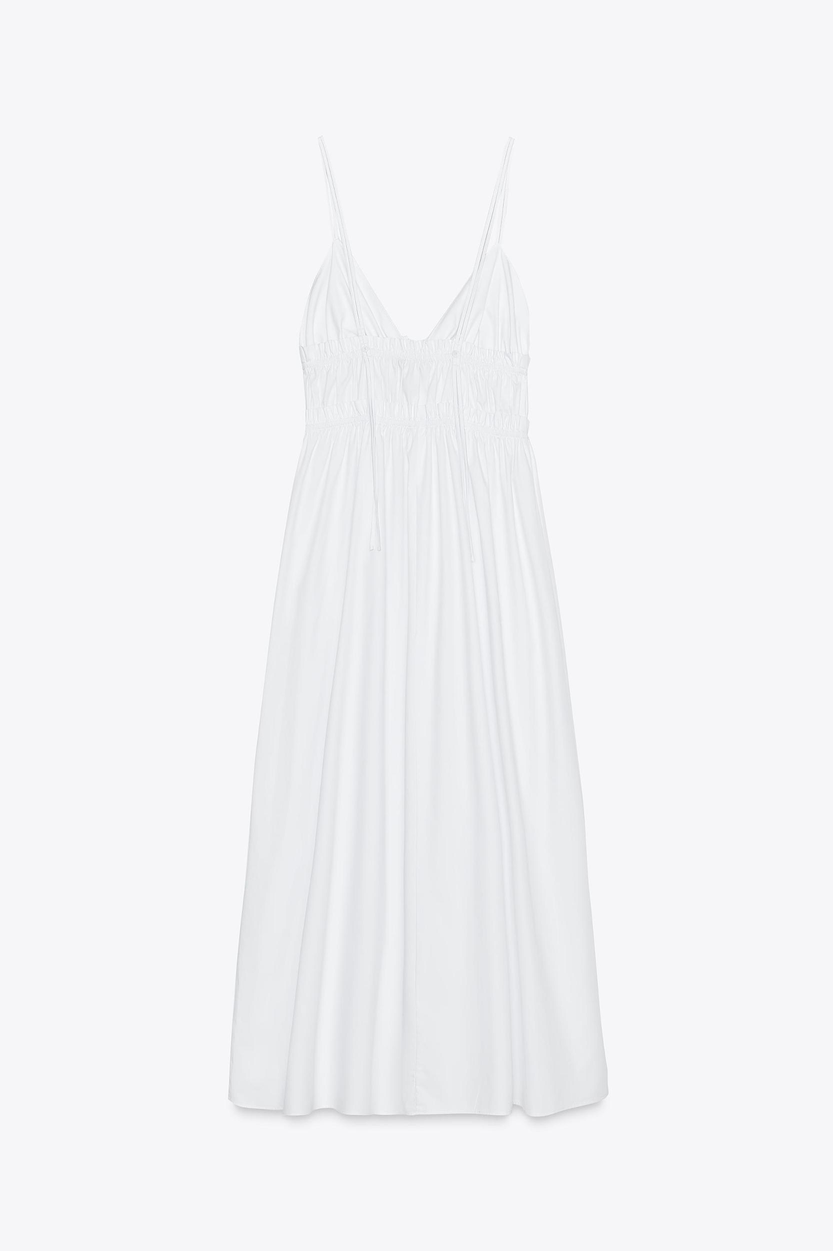 POPLIN MIDI DRESS WITH STRAPS Product Image