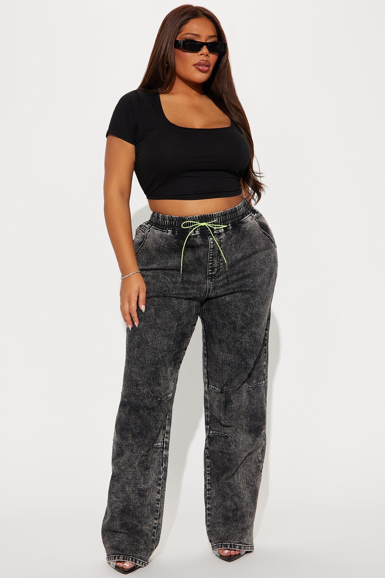 Stepping Out Zipper Straight Leg Jeans - Acid Wash Black Product Image