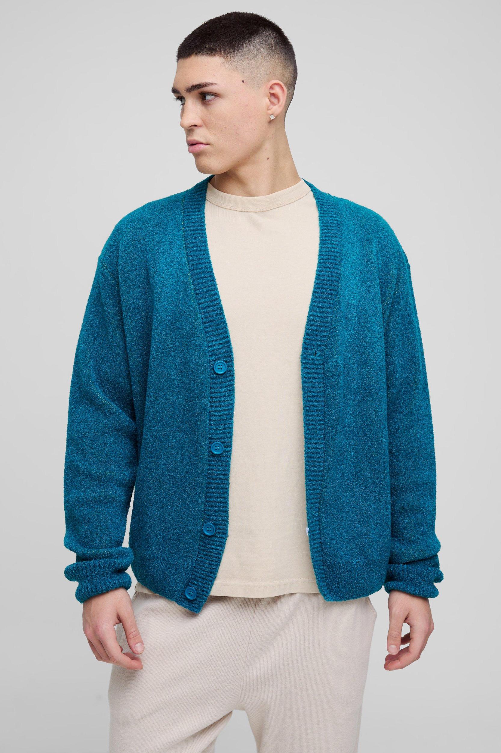 Boxy Cross Graphic Brushed Knitted Cardigan | boohooMAN USA Product Image