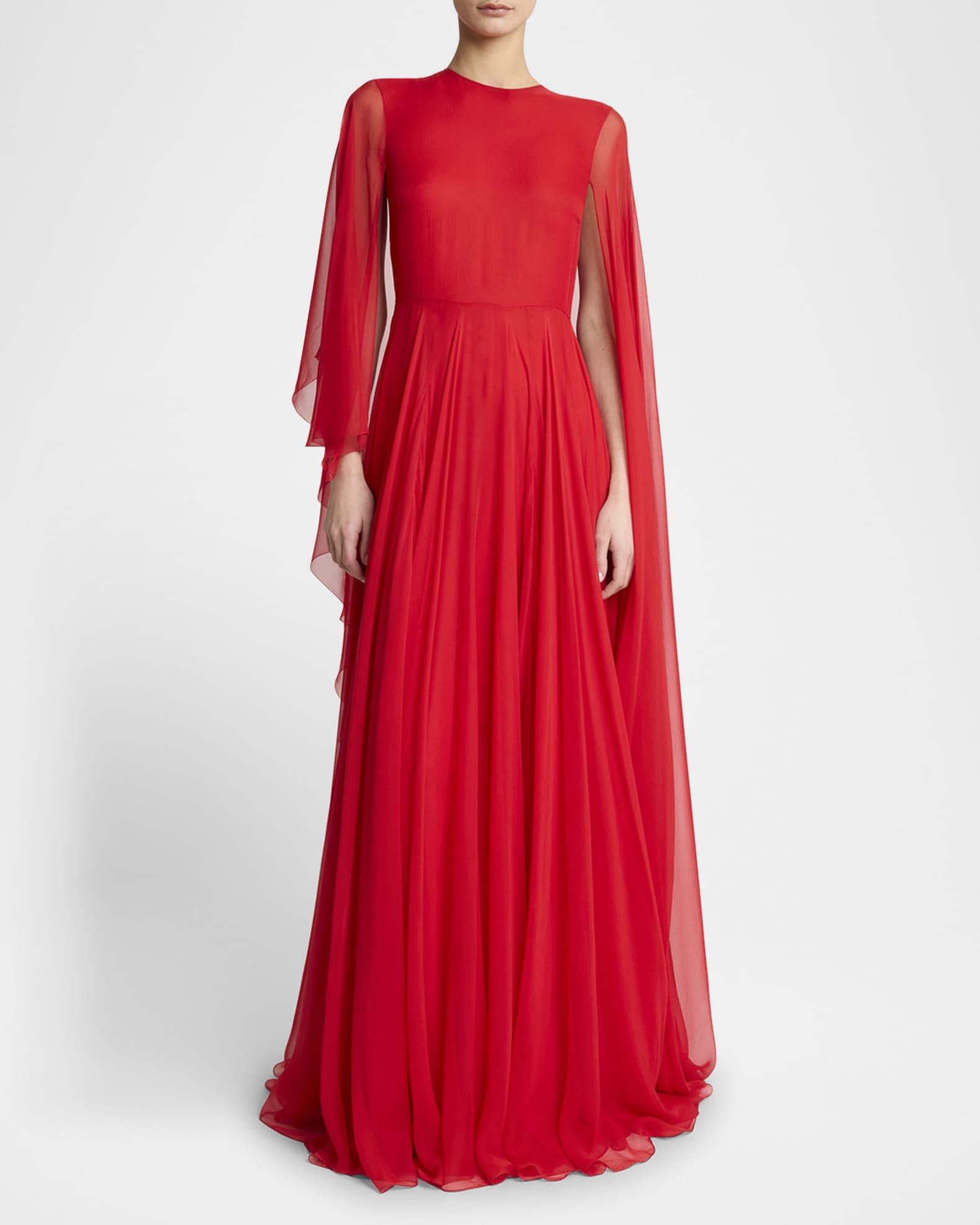 Chiffon Draped Cape Gown Product Image
