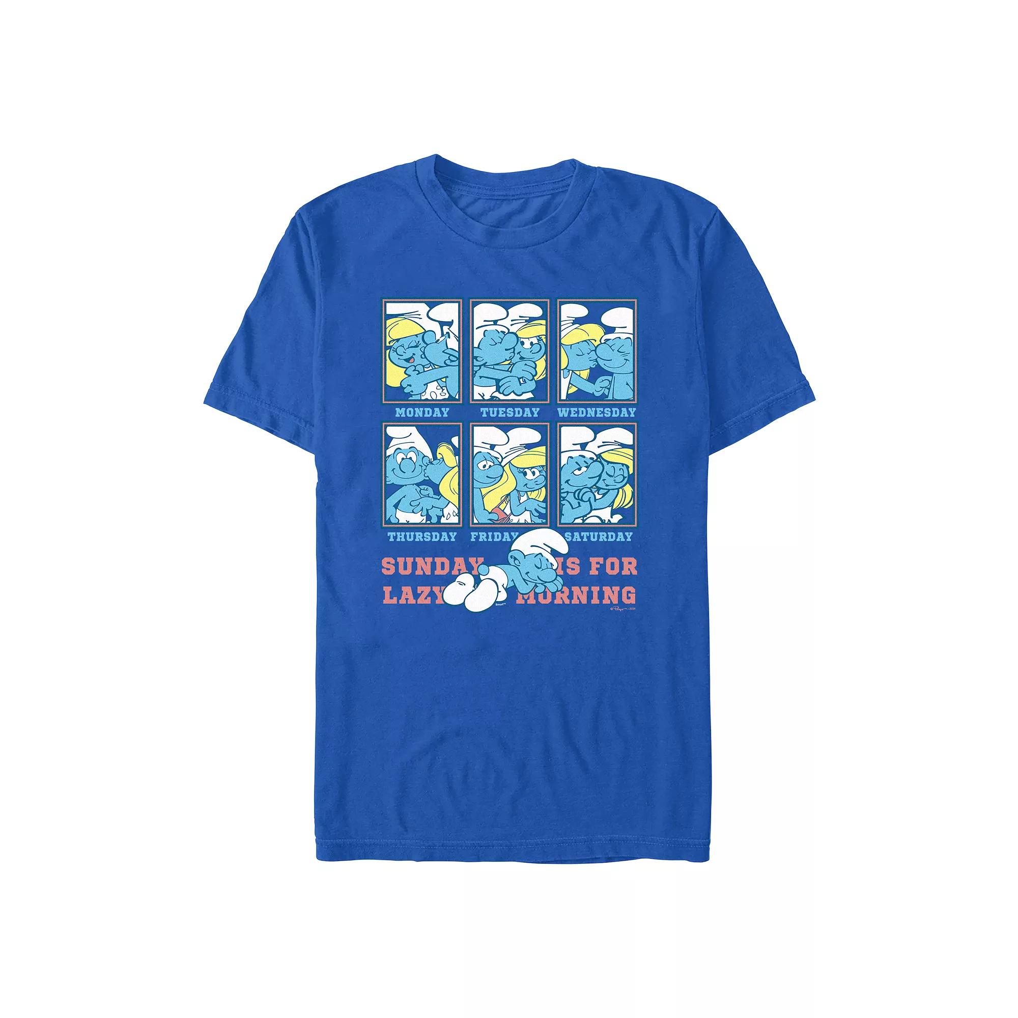 Men's Smurfs Sunday Is For Lazy Morning Graphic Tee,  Product Image