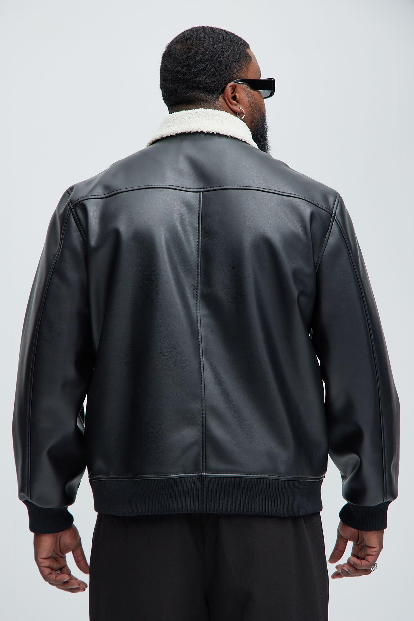 Baldwin Faux Sherpa Leather Jacket - Black Product Image