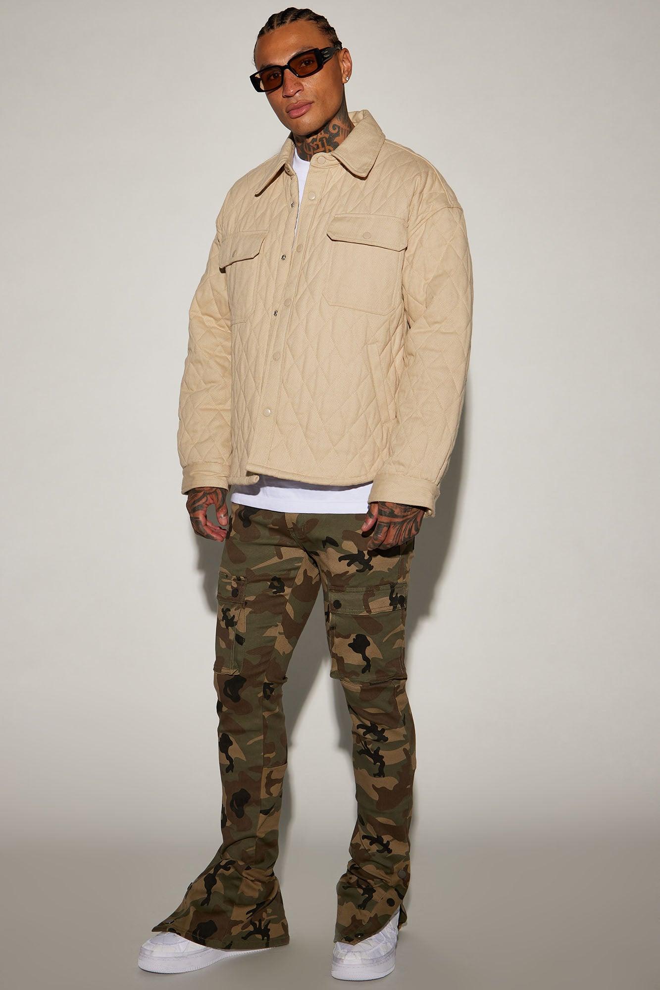 Out These Streets Cargo Stacked Skinny Pants - Camouflage Product Image