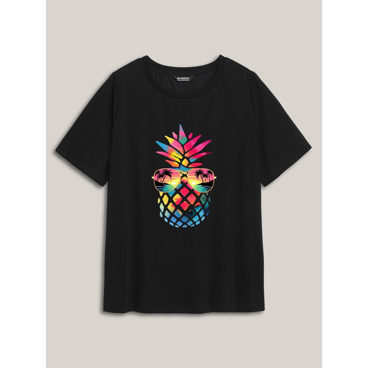 Plus Size Beach Vibes Round Neck T-Shirt Black Women Non Tropical Round Neck Casual T-shirts BloomChic 10/M Product Image