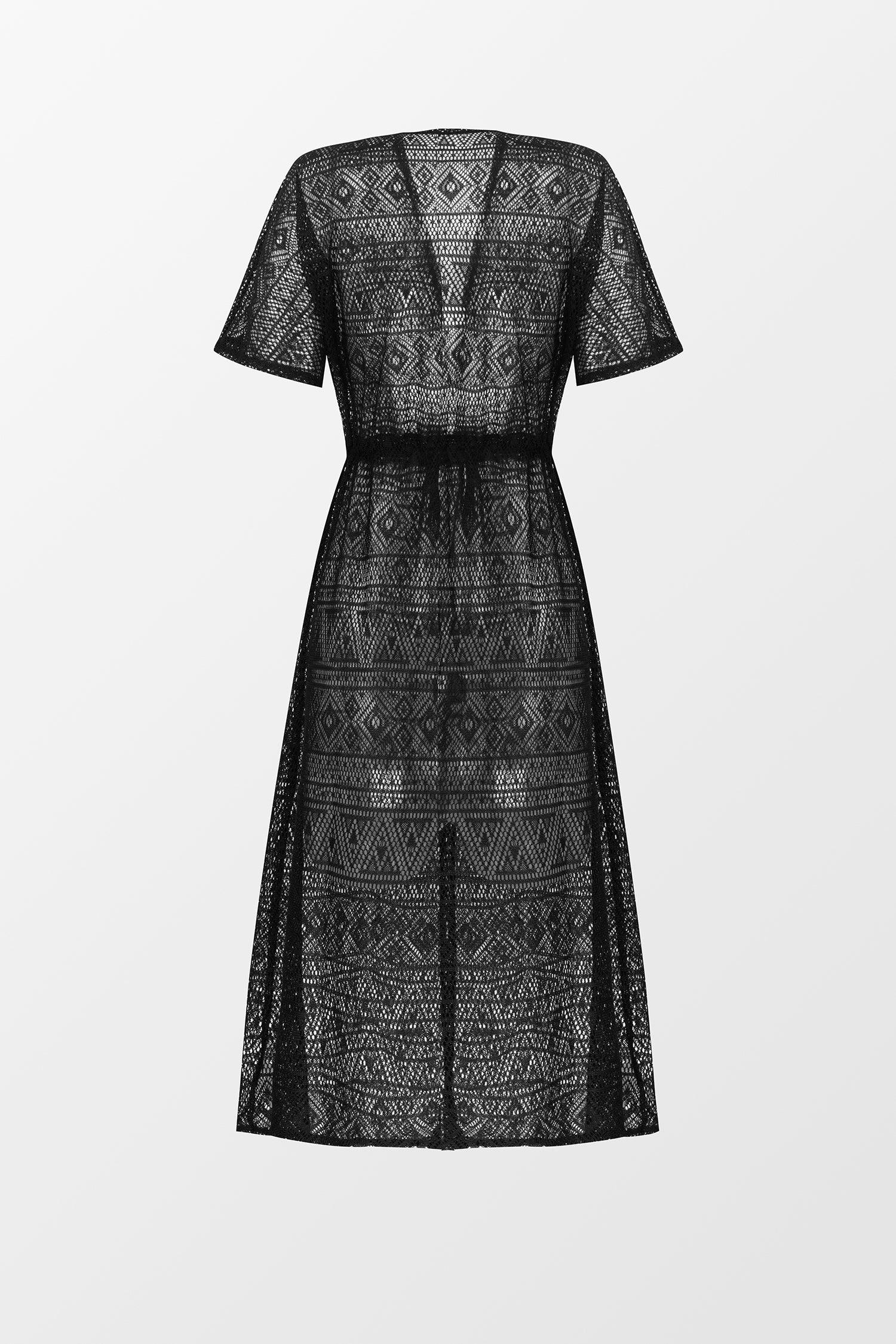 Lace Drawstring Cover-Up Duster Kimono Product Image