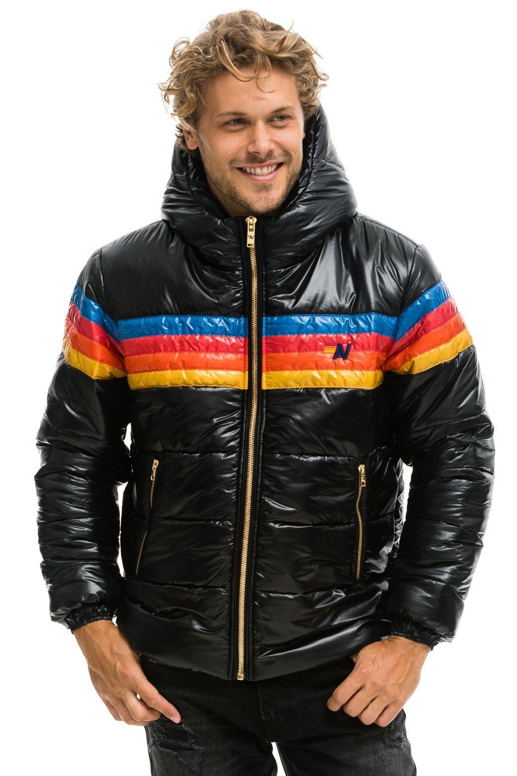 4 STRIPE LUXE TREKKER JACKET - GLOSSY BLACK Male Product Image
