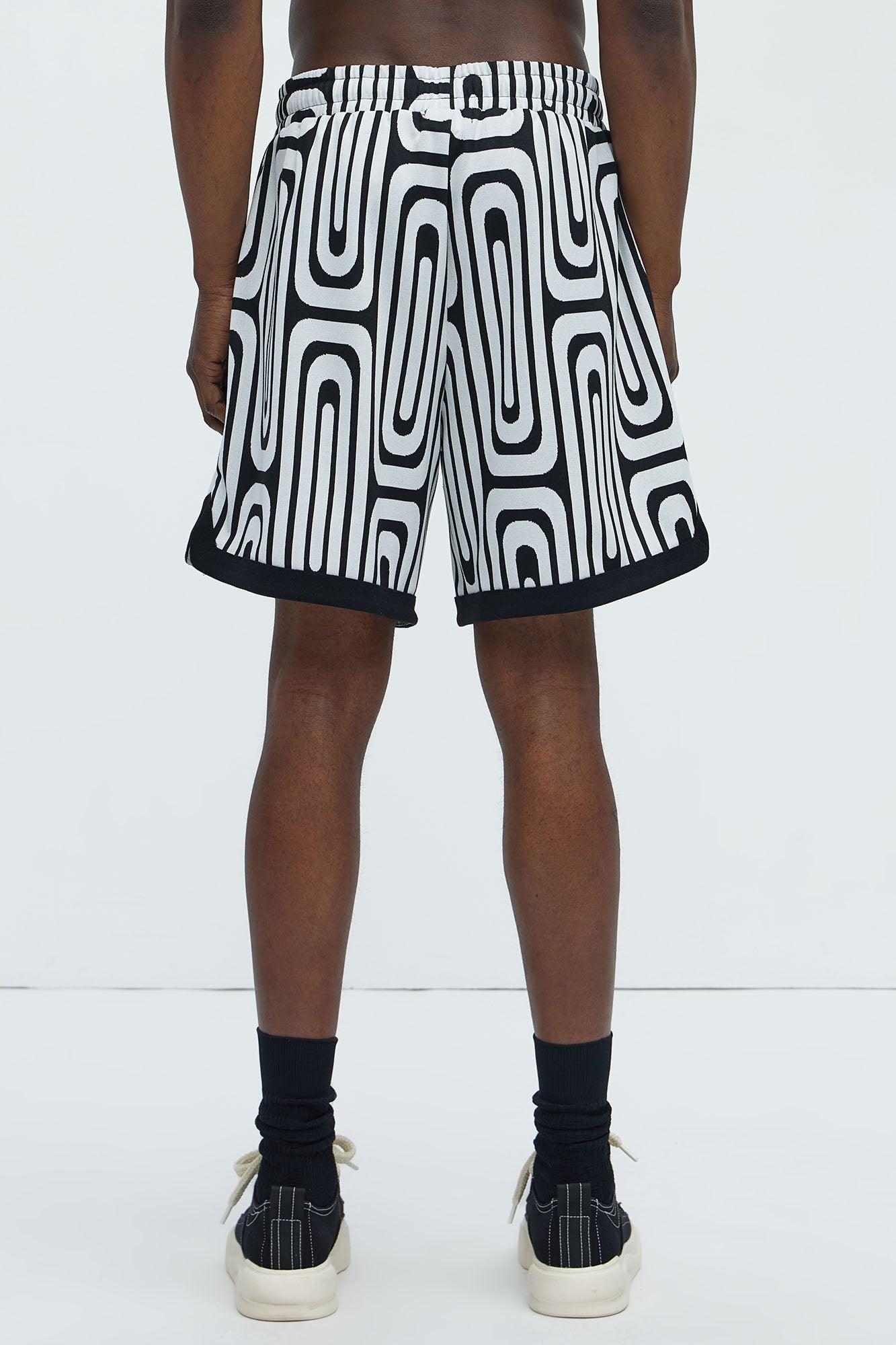 Jack Retro Pattern Warm Up Shorts - Black/combo Product Image