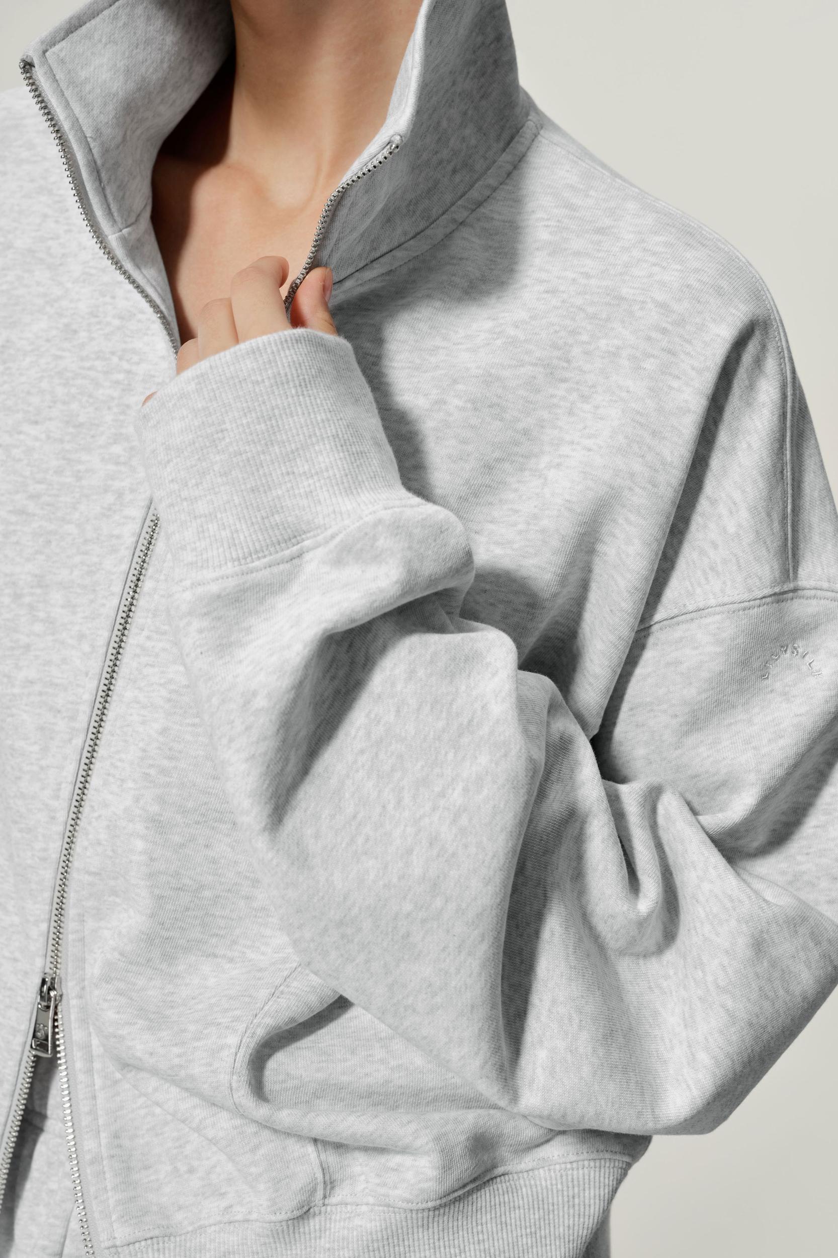 LILYSILK Women's SILKERRY Silk Blend Oversized Two-Way Zip Jacket Navy XL Product Image