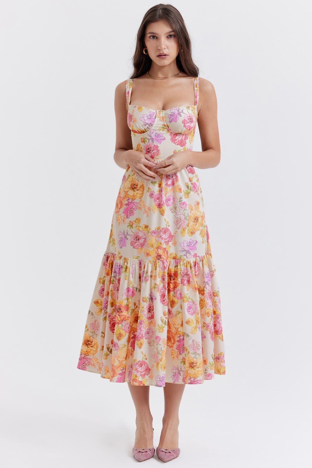 Elia  ivory floral midi sundress Product Image