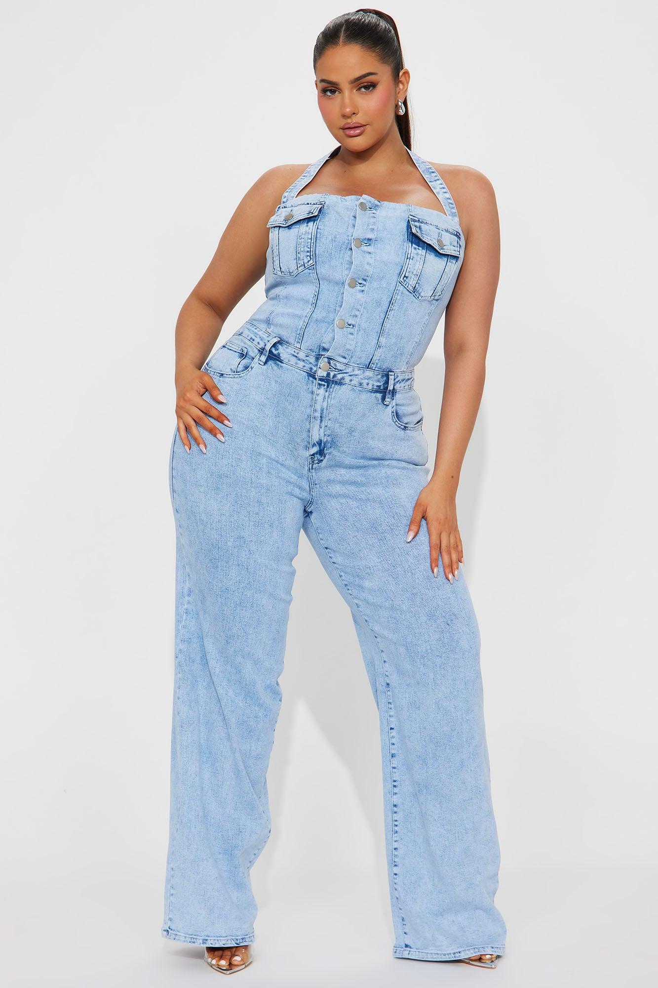 Stay Around Denim Jumpsuit - Light Wash Product Image