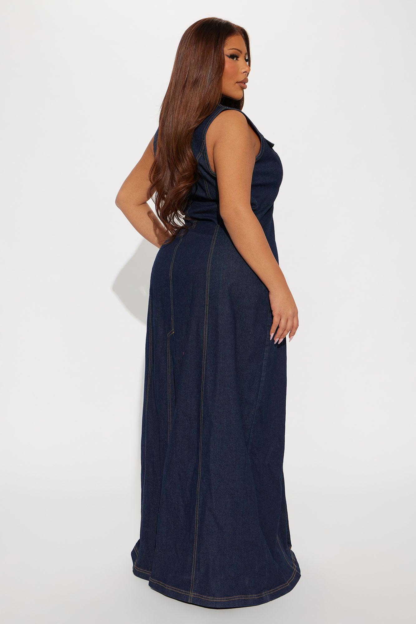 Deandra Denim Stretch Maxi Dress - Dark Denim Female Product Image