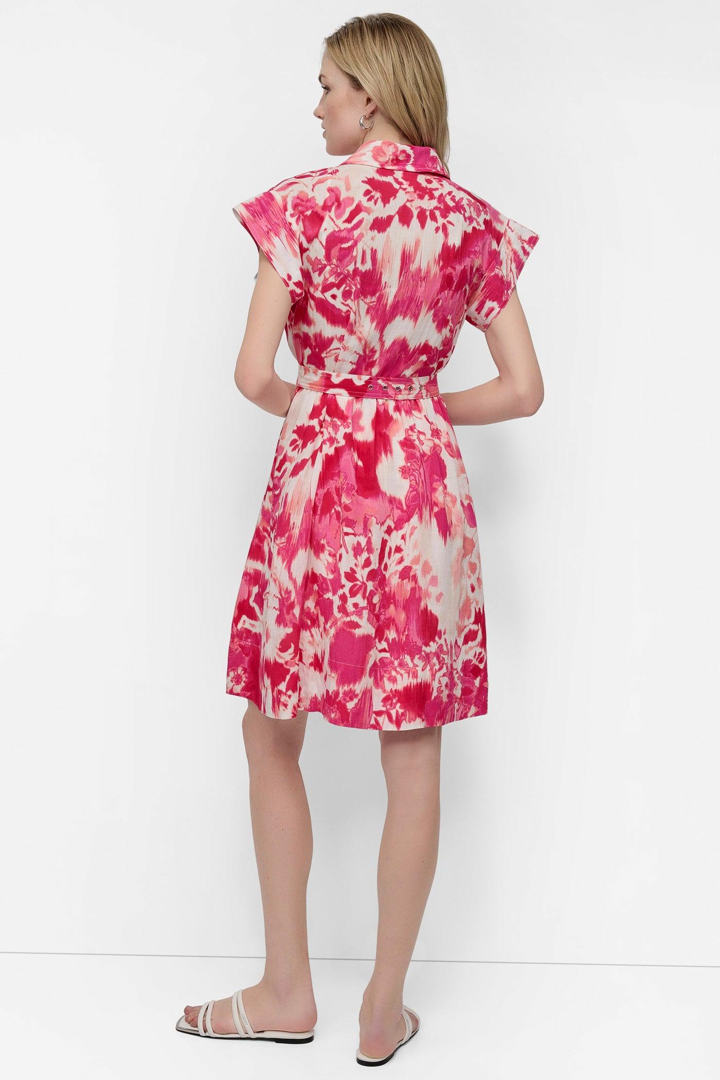 BELTED FLORAL SHIRT DRESS Product Image