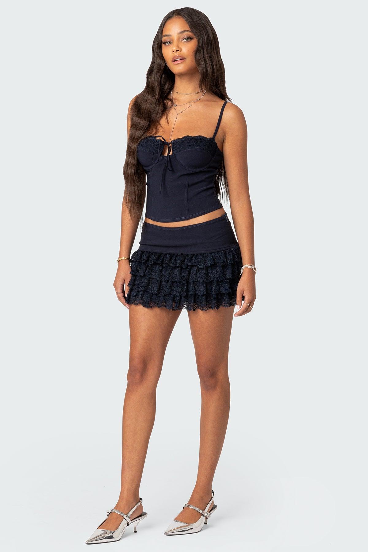 Maisie Ruffle Lace Mini Skirt Product Image