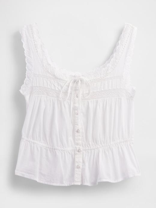 Lace-Trim Peplum Crop Top Product Image