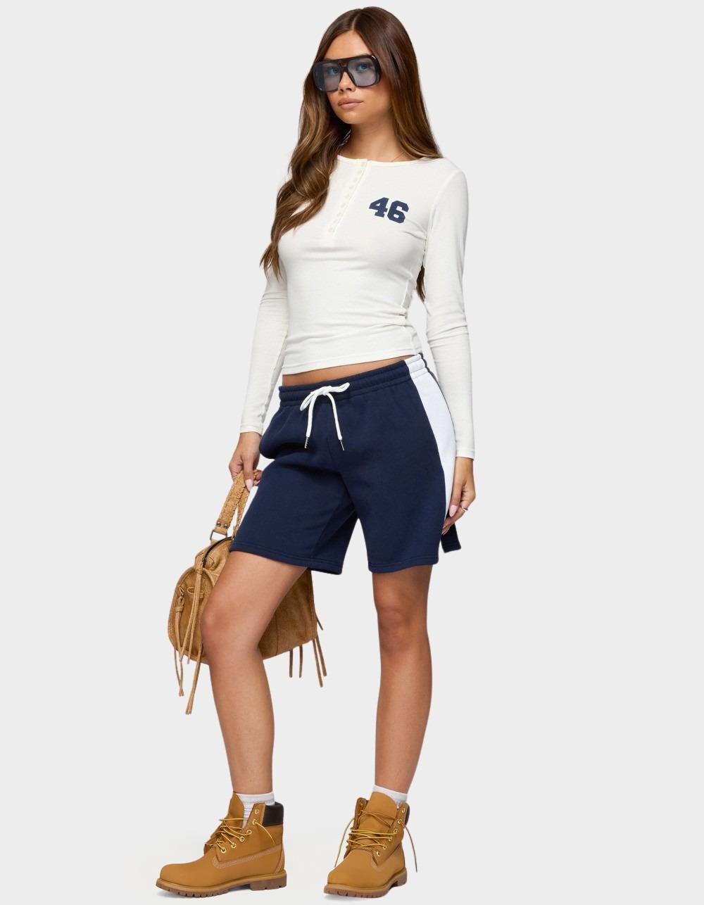 EDIKTED Contrast Nylon Bermuda Shorts - NAVY Product Image