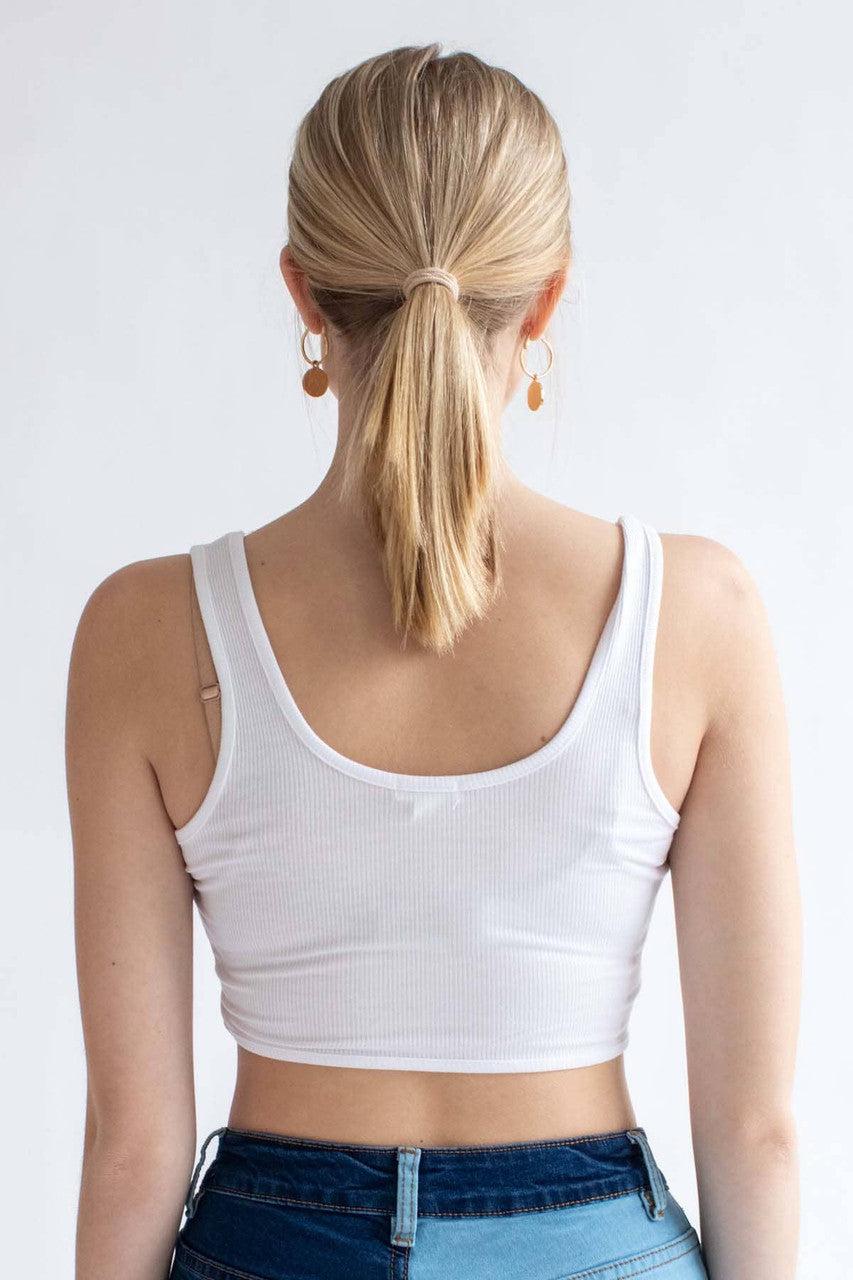 White Seamed Cropped Tank Product Image