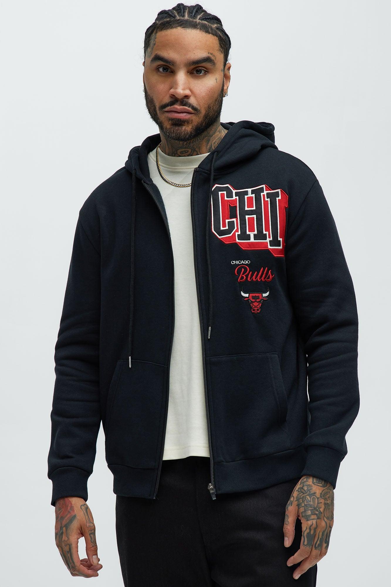 Bulls Bold Zip Up Hoodie - Black Male Product Image