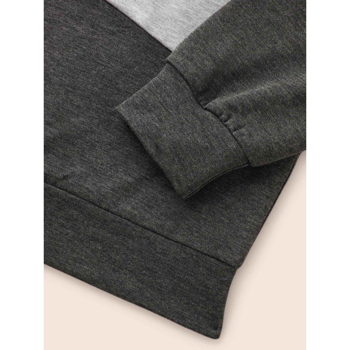 Plus Size Crew Neck Colorblock Contrast Sweatshirt Women DimGray Casual Contrast Round Neck Everyday Sweatshirts BloomChic 28/5X Product Image