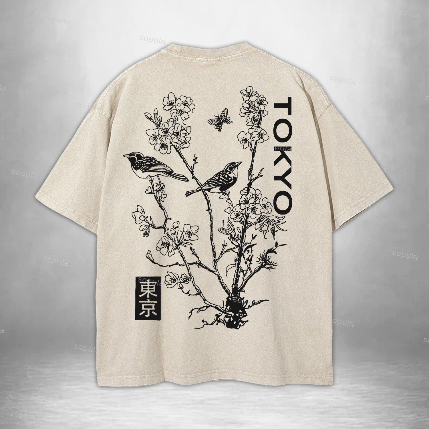 Cyberpunk Anime Futuristic Graphic Acid Washed T-shirt Product Image