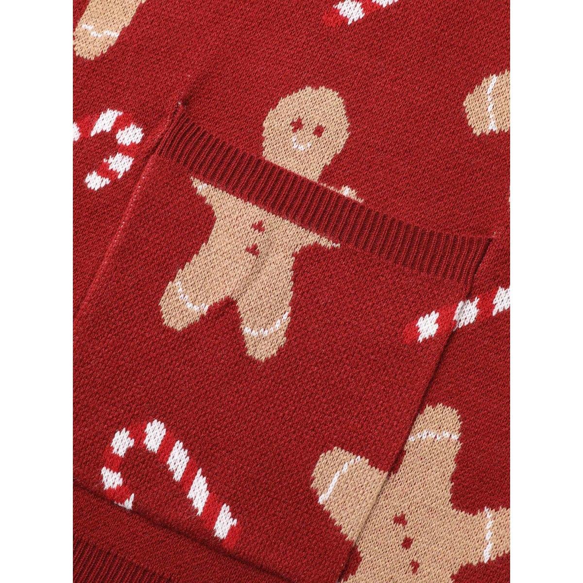 Plus Size Gingerbread & Candycane Shimmering Threads Cardigan Scarlet Women Playful Loose Long Sleeve Casual Cardigans BloomChic 30/6X Product Image