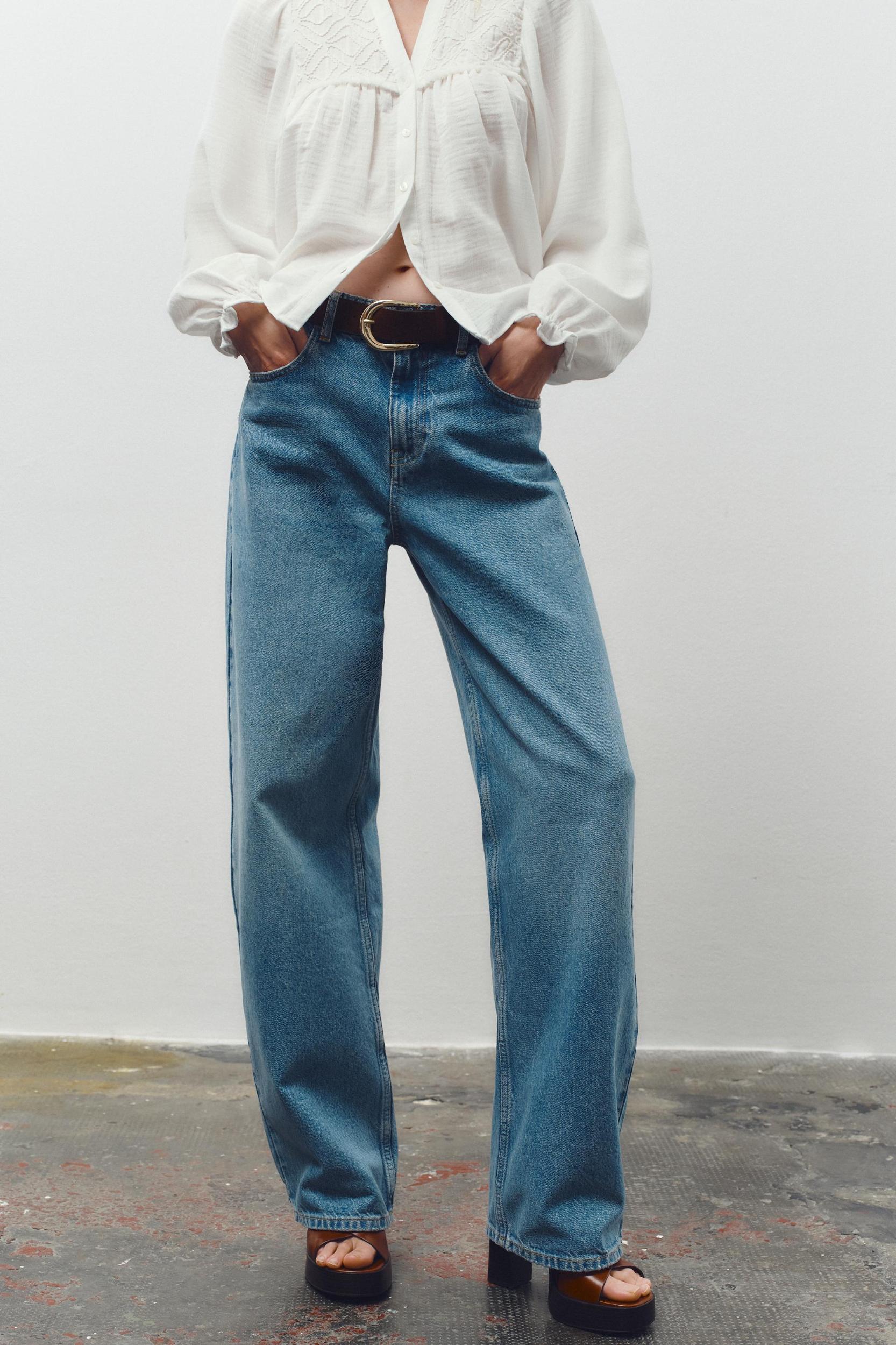 Z1975 HIGH-WAISTED WIDE LEG TAPERED BELTED JEANS Product Image