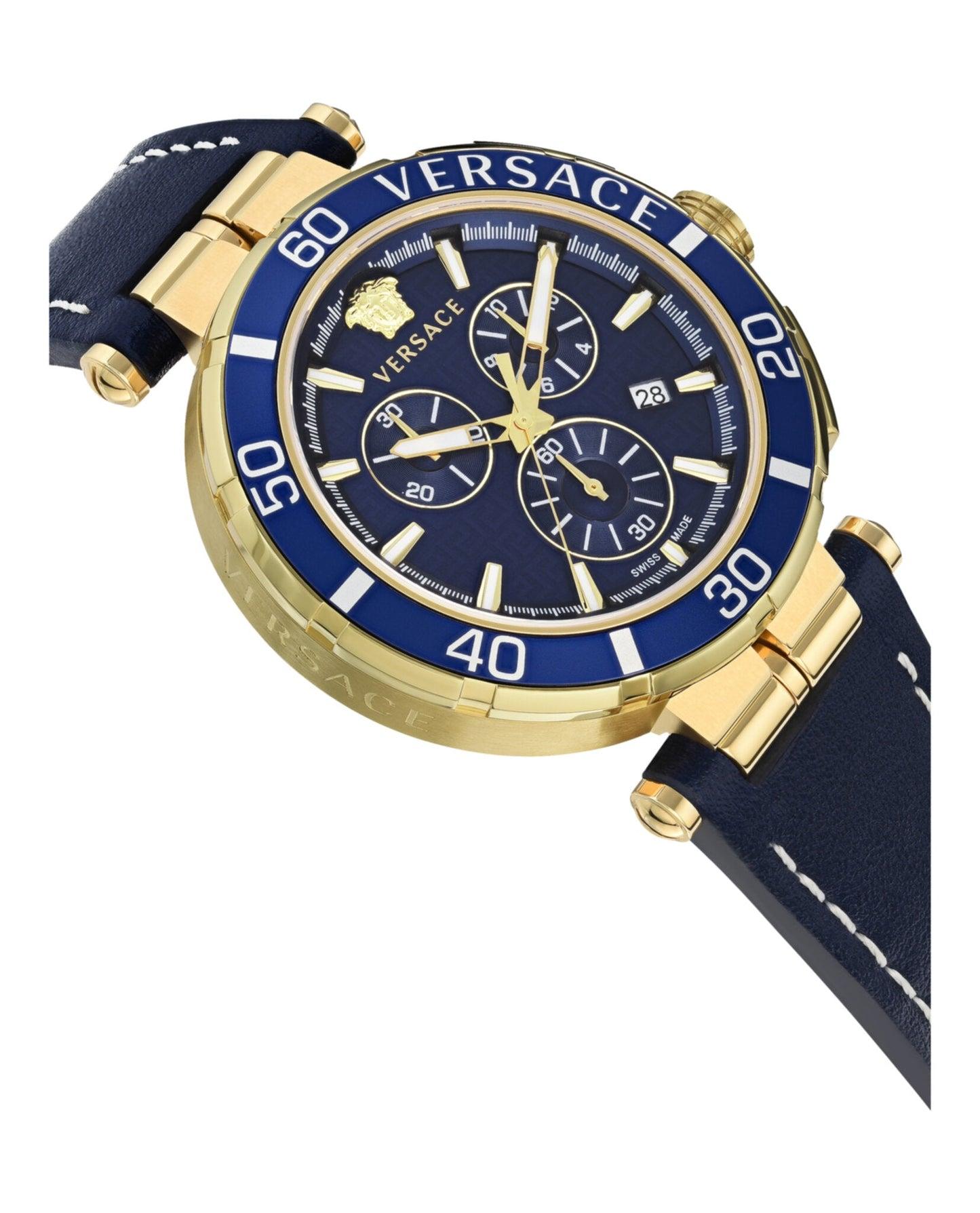 Versace Greca Chrono Leather Watch Product Image