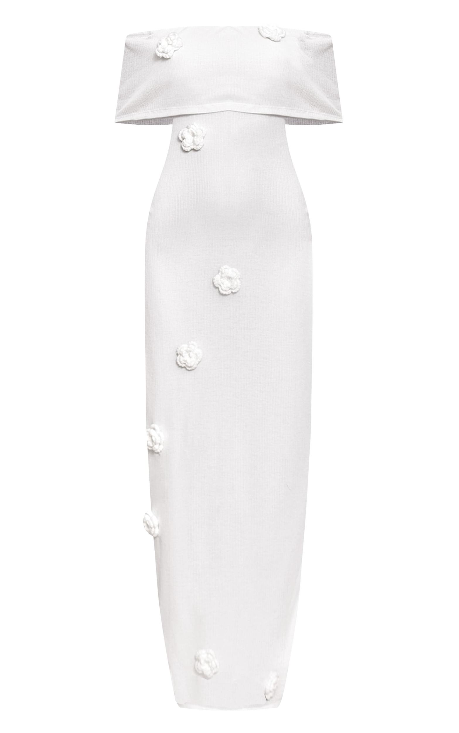 Petite Cream Floral Applique Knitted Maxi Dress Product Image