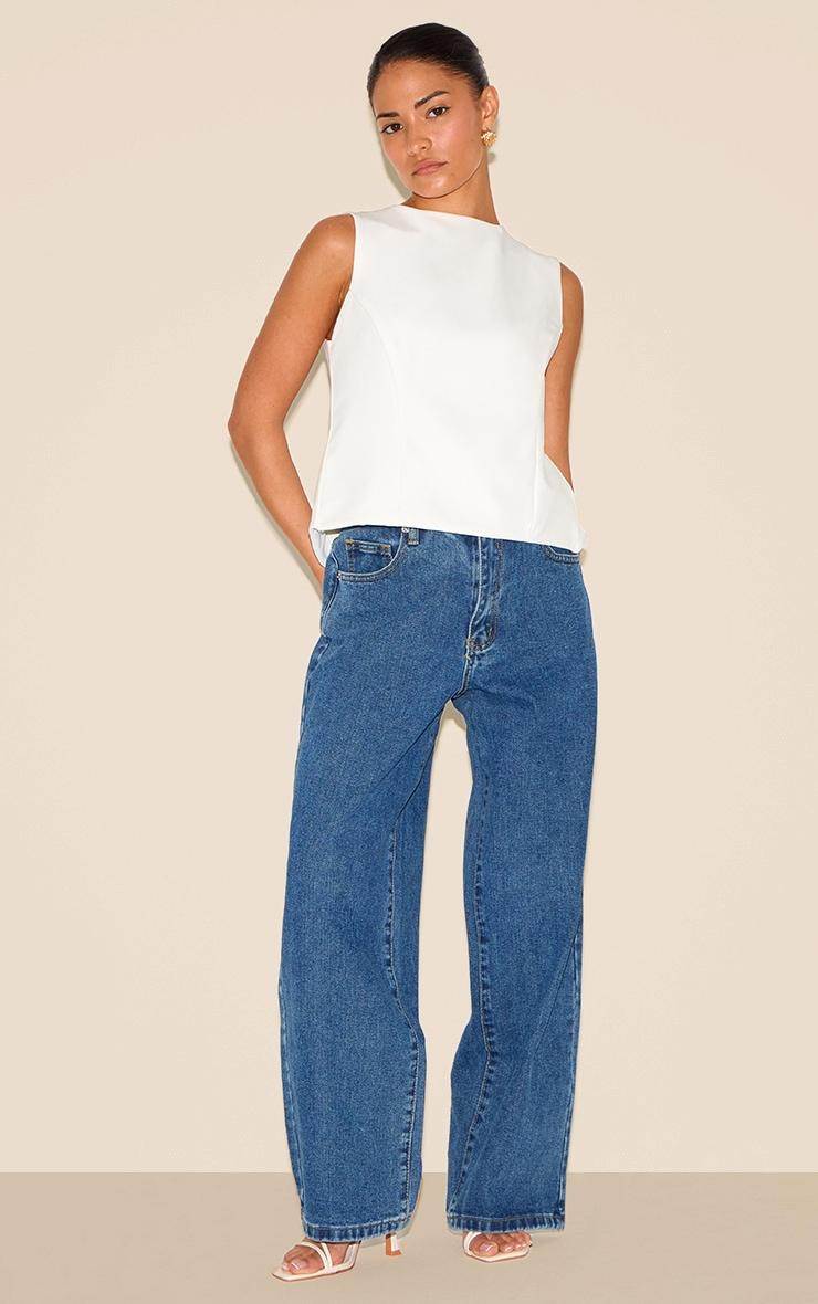 Petite White Sleeveless Bow Detail Top Product Image