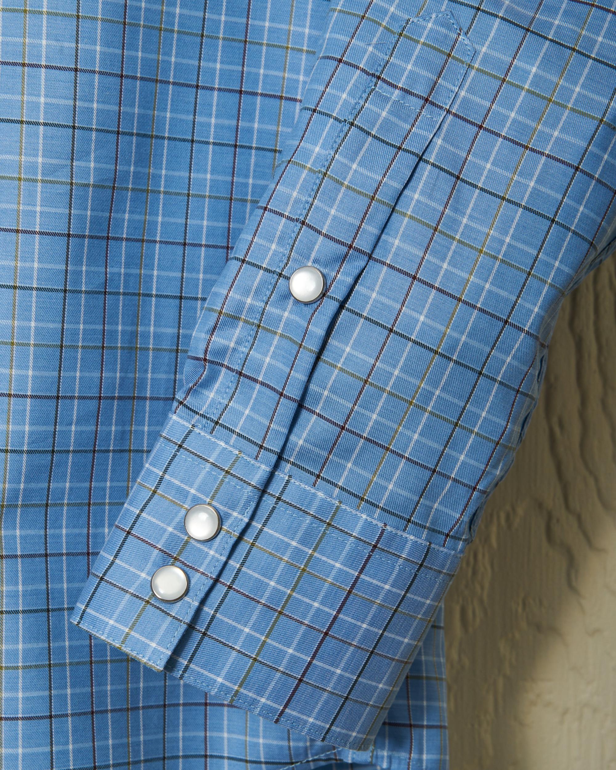Western Sea-Washed Shirt in Blue Tattersall Product Image