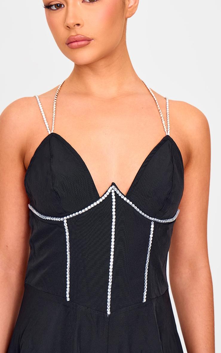 Black Underwired Diamante Romper Product Image
