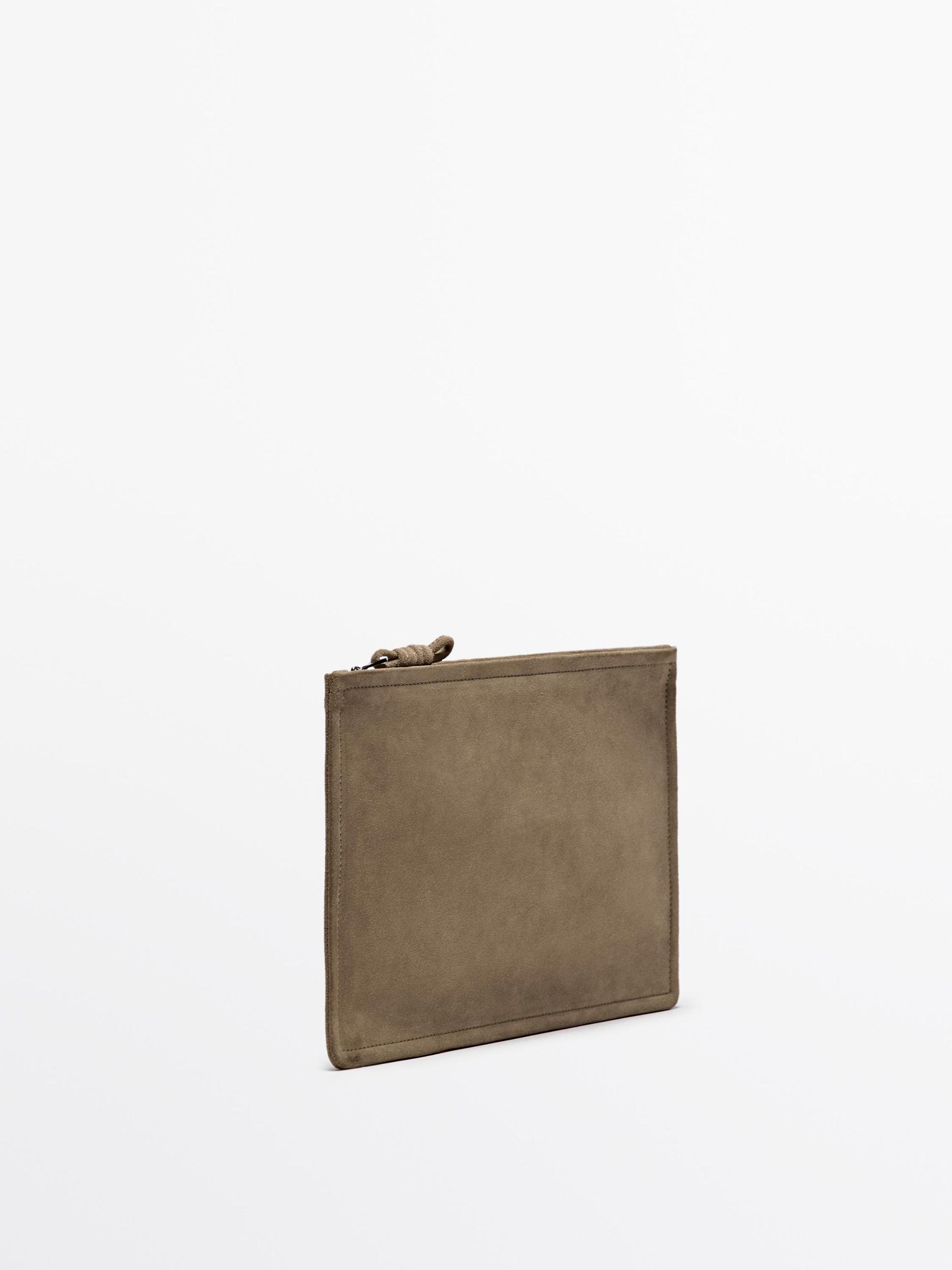 Small split suede leather pouch bag with knot Product Image